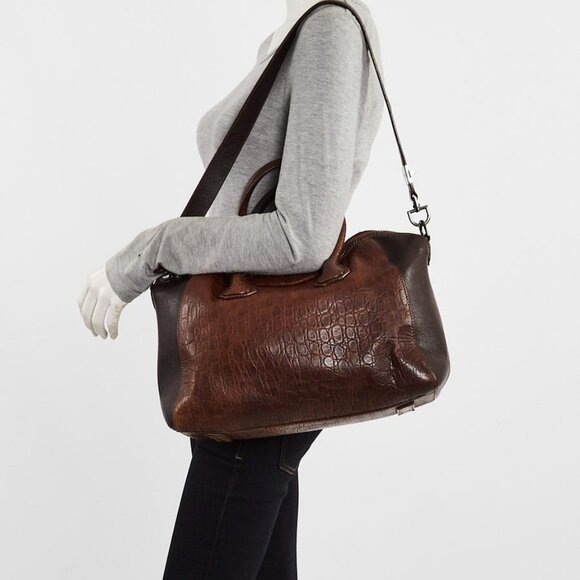 Givenchy Brown Embossed Leather Medium Antigona Bag - Picture 1 of 12